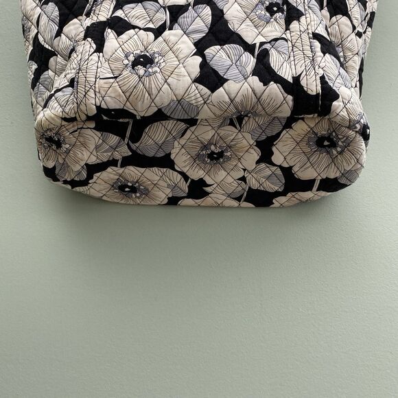 Vera Bradley Tote Bag Purse Black White Floral Quilted Cotton Cottagecore - Picture 7 of 15